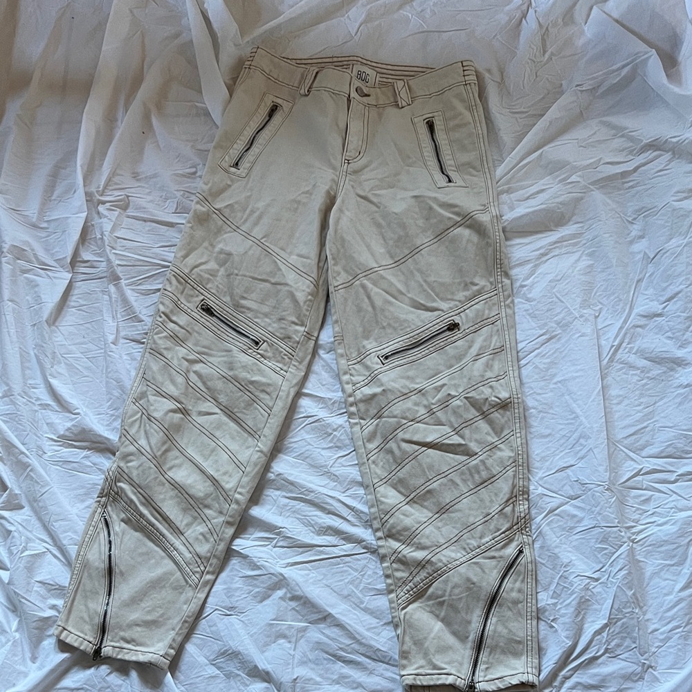 BDG women’s Tan Cargo Pants with Zipper Accents